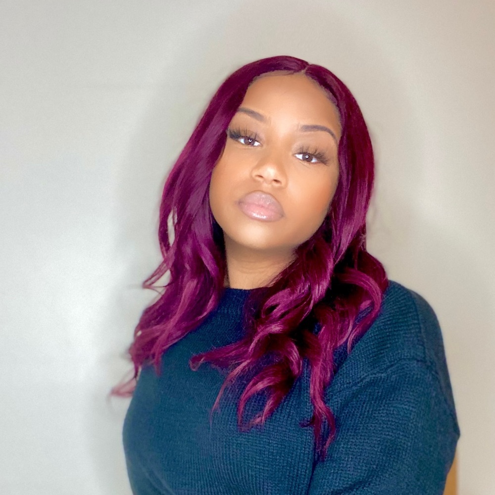 Burgundy 16” human hair lace closure with fake scalp worn once